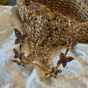 🌸Final price🌸 Gold and Purple Butterfly Hoop Earrings